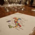 ワインリストの裏にはイタリア全土の地図。